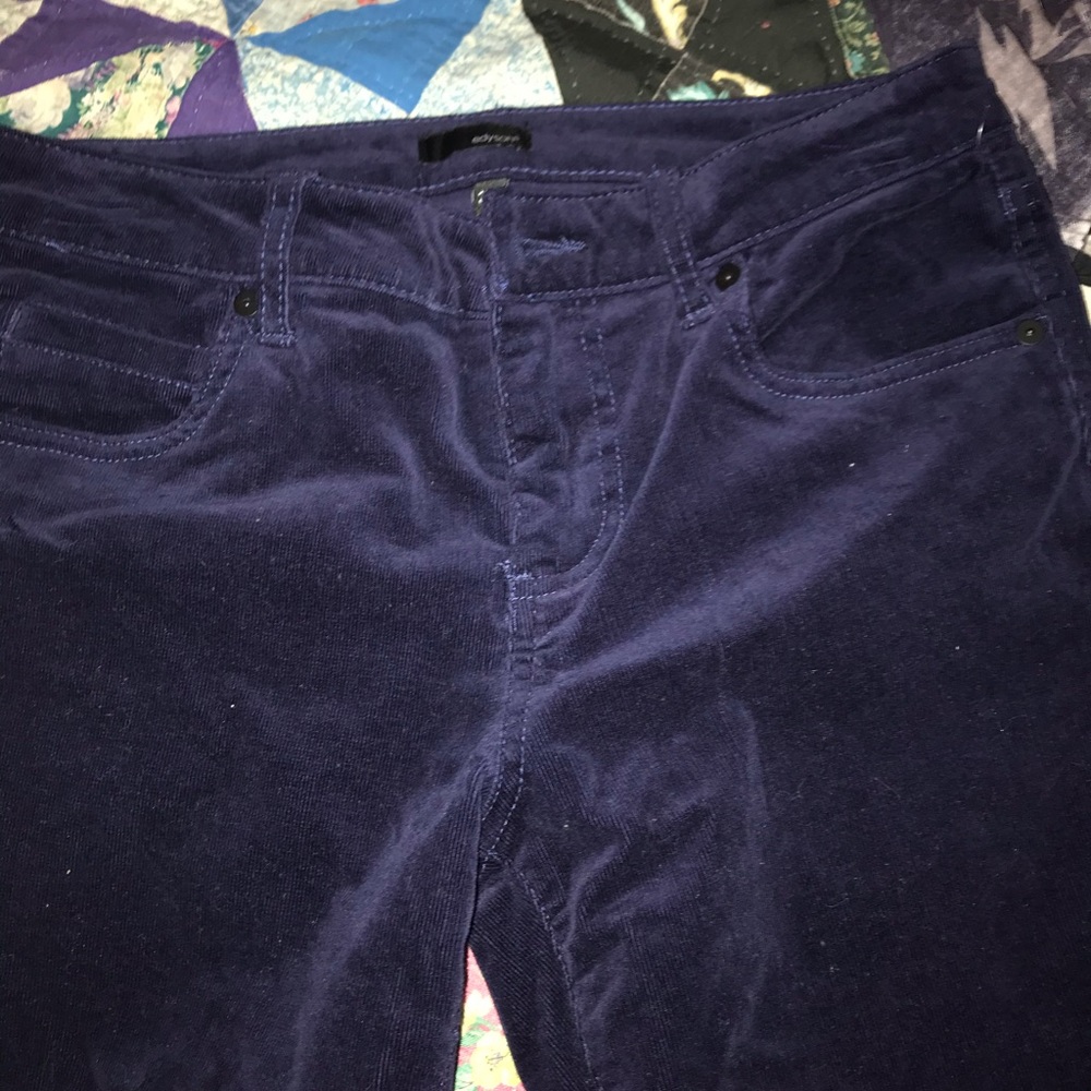 Corduroy sapphire color straight leg skinny pants